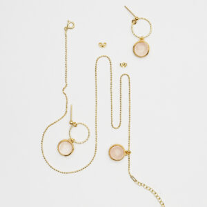 Komplet z kwarcem różowym