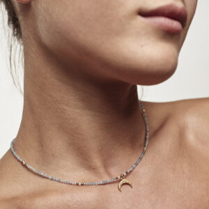 Naszyjnik z akwamarynem i księżycem