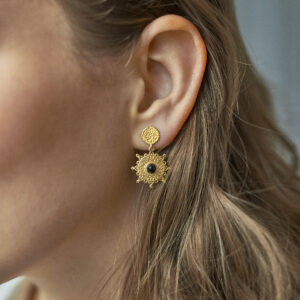 Kolczyki rozety z onyksem