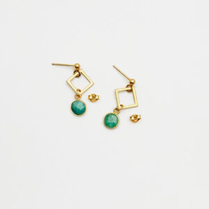 Kolczyki romby z nefrytem