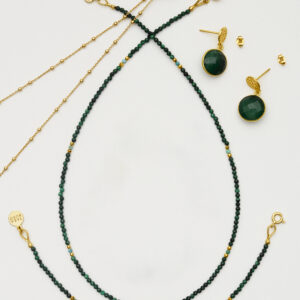 Komplet z malachitem i nefrytem