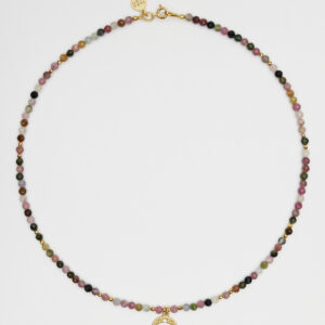 Naszyjnik z turmalinem kolorowym i księżycem