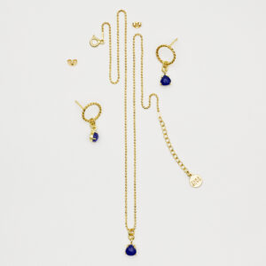 Komplet z granatowym chalcedonem