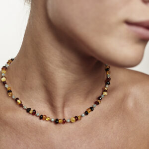 Naszyjnik z bursztynem i amazonitem