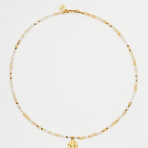 Naszyjnik z cytrynem i zawieszką monetą