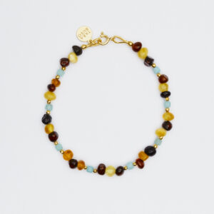 Bransoletka z bursztynem i amazonitem