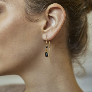 Wiszące kolczyki z czarnym turmalinem i onyksem