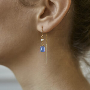 Wiszące kolczyki z niebieskim chalcedonem