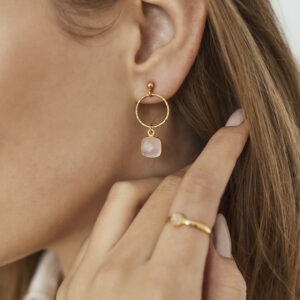 Kolczyki z kwarcem różowym