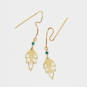 Kolczyki liście z malachitem