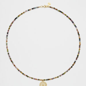Naszyjnik z kolorowym turmalinem i rozetą