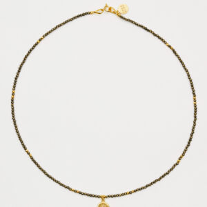 Naszyjnik z pirytem i zawieszką mandalą