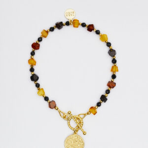 Bransoletka z bursztynem i monetą