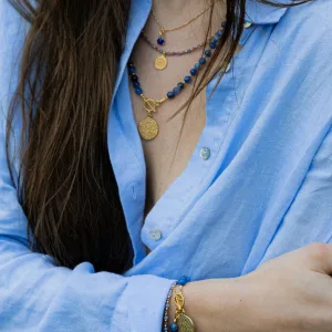 Naszyjnik z kyanitem i zawieszką monetą