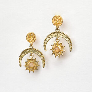 Kolczyki księżyce z kwarcem różowym