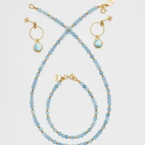 Komplet z akwamarynu i kolczykami z larimarem