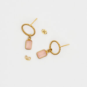 Kolczyki z różowym chalcedonem