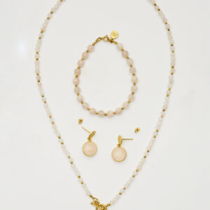 Komplet z kwarcem różowym