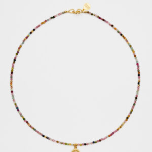 Naszyjnik z kolorowym turmalinem i zawieszką rozetą