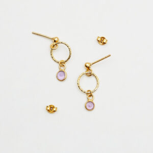 Kolczyki z ametystem i diamentowanymi kołami