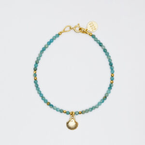 Bransoletka z amazonitem i muszlą