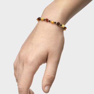 Bransoletka z bursztynem i czarnym turmalinem