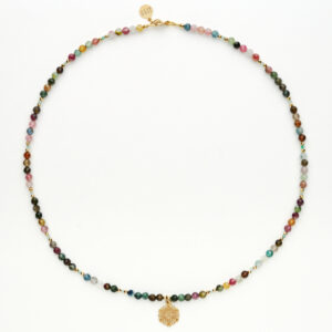 Naszyjnik z kolorowym turmalinem i rozetą